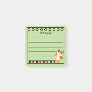 Bloco De Notas Agenda do Gato Laranja Gengibre Verde