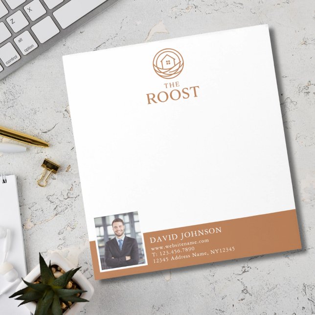 Bloco De Notas Agente Imobiliário Logotipo Foto Profissional Mode (Real Estate Agent Modern Professional Photo Logo Notepad)