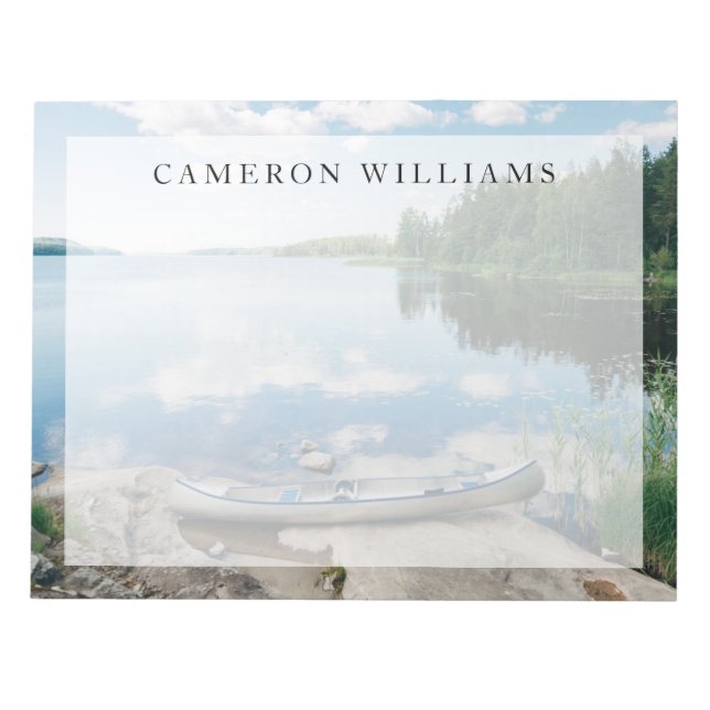 Bloco De Notas Água | Canoa em lago em Suecia (Frente)