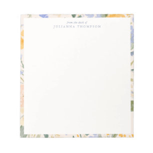 Bloco De Notas Água de Primavera Floral Personalizado Nome na Mes