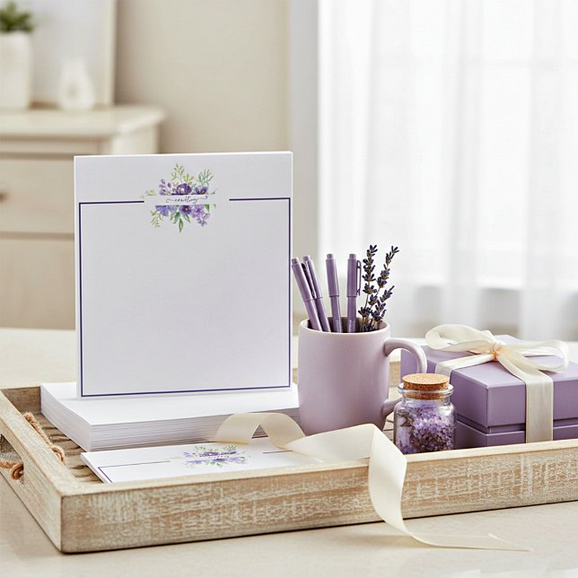 Bloco De Notas Água-forte lilás floral personalizada (Criador carregado)
