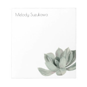 Bloco De Notas Aguarela simples da planta do Succulent do verde
