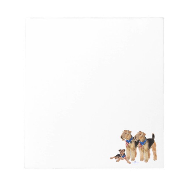 Bloco De Notas Airedale Terriers Bandeira Americana (Frente)