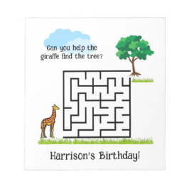 Bloco De Notas Ajuda girafa, anotações de quebra-cabeça do labiri