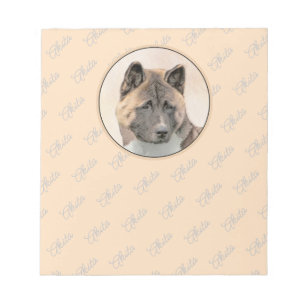 Bloco De Notas Akita Painting - Bela Arte Canina Original