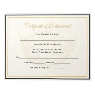 Bloco De Notas Alcance do Certificado Coroa Americano Pageant