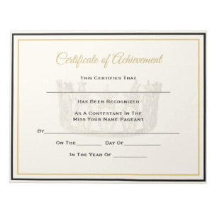 Bloco De Notas Alcance do Certificado Coroa Americano Pageant
