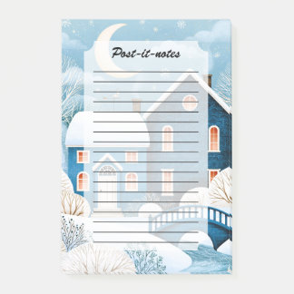 Bloco De Notas Aldeia de Inverno da Lua Aconchegante Casa de Neve