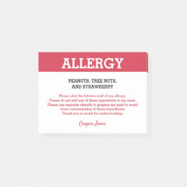 Bloco De Notas Alerta de Alergia Alimentar Restaurante Personaliz