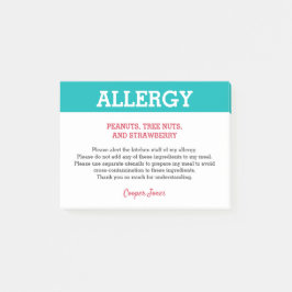 Bloco De Notas Alerta de Alergia Alimentar Restaurante Personaliz