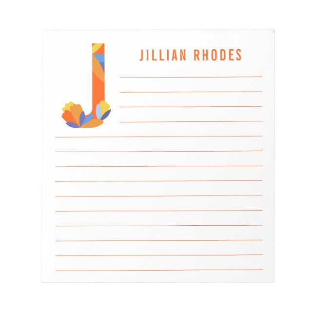 Bloco De Notas Alfabeto Floral Abstrato (Frente)