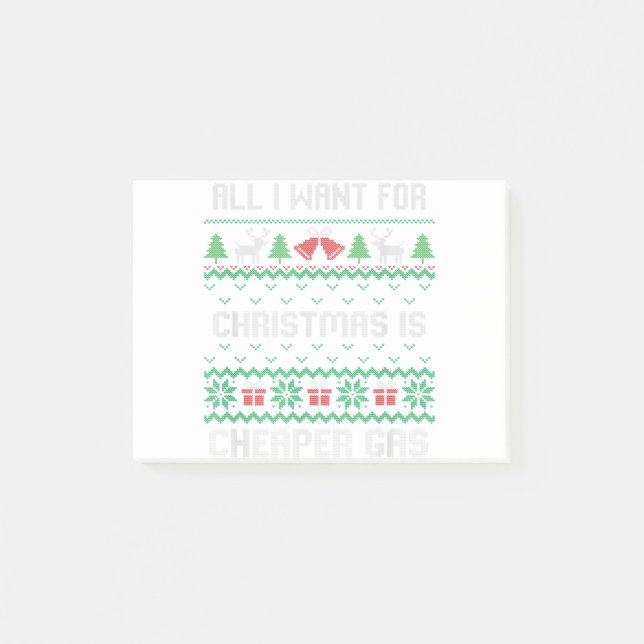 Bloco De Notas All I Want For Christmas Is Cheaper Gas Funny Ugly (Frente)