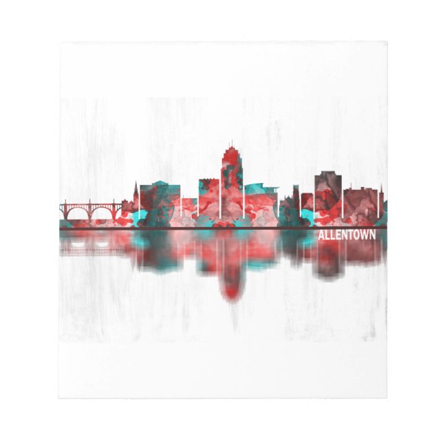 Bloco De Notas Allentown Pennsylvania Skyline (Frente)