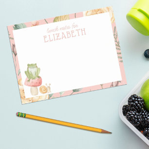 Bloco De Notas Almoço de Garota Personalizada Floral Woodland Kid