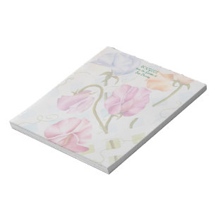 BLOCO DE NOTAS ALMOFADA DE NOTA DA FLOR DA AGUARELA DAS ERVILHAS