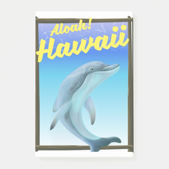 Bloco De Notas Aloha! Havaí! Poster de viagens de golfinho (Frente)