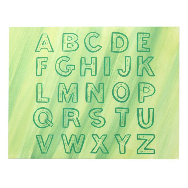 Bloco De Notas Alphabet Chart Upper Case Letters Yellow Green (Frente)