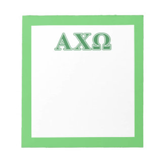 Bloco De Notas Alphi Chi Omega Green Letters