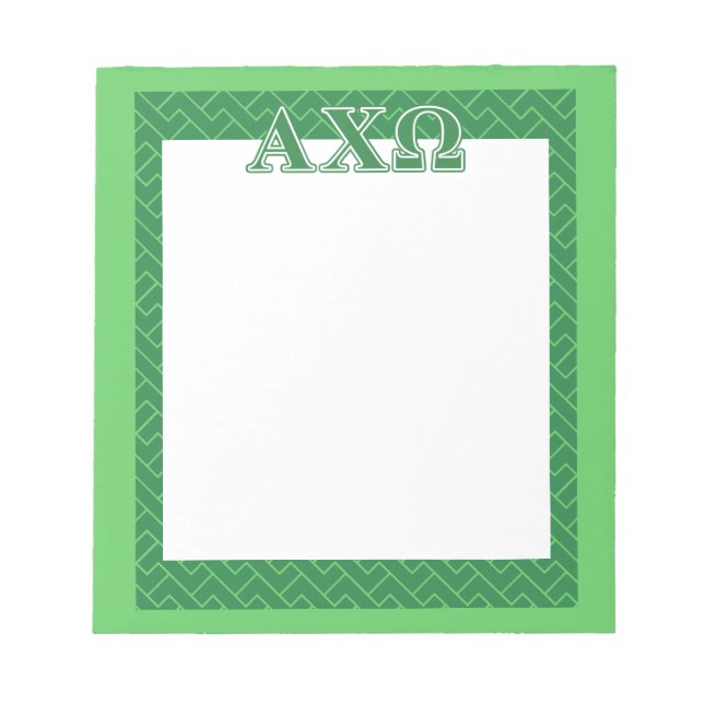 Bloco De Notas Alphi Chi Omega Green Letters (Frente)