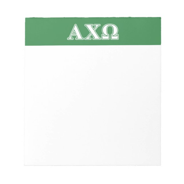 Bloco De Notas Alphi Chi Omega White e Green Letters (Frente)