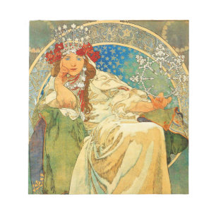 Bloco De Notas Alphonse Mucha Art Nouveau Princess Hyacinth