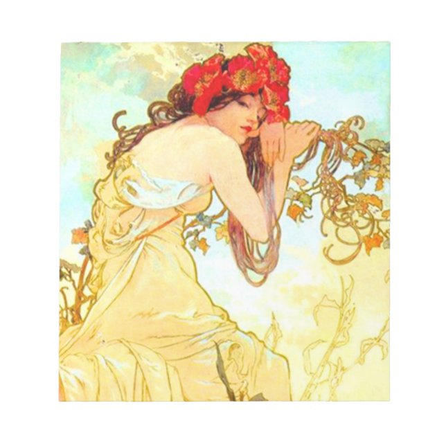 Bloco De Notas Alphonse Mucha Art Nouveau Summer (Frente)