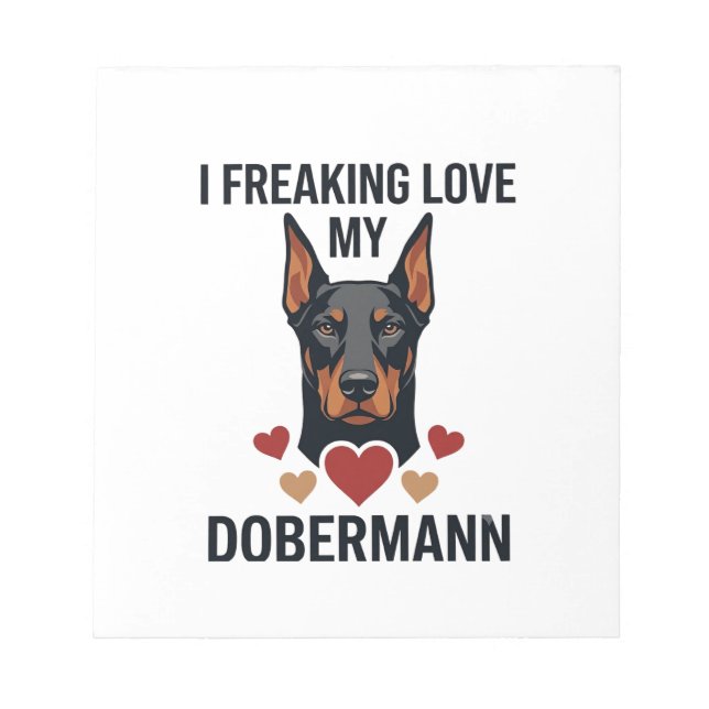 Bloco De Notas Amando Dobermann Cachorro Corações Vermelhos_1 (Frente)