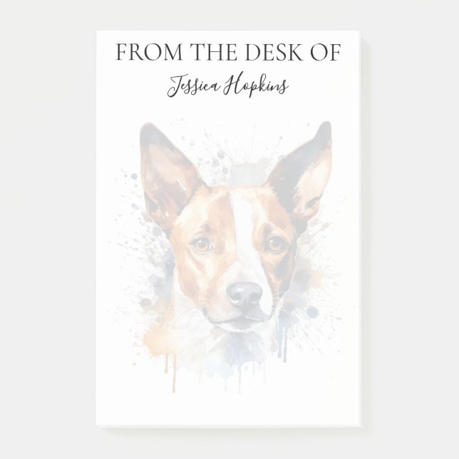 Bloco De Notas Amante de Basenji Cachorro Monogramado (Frente)