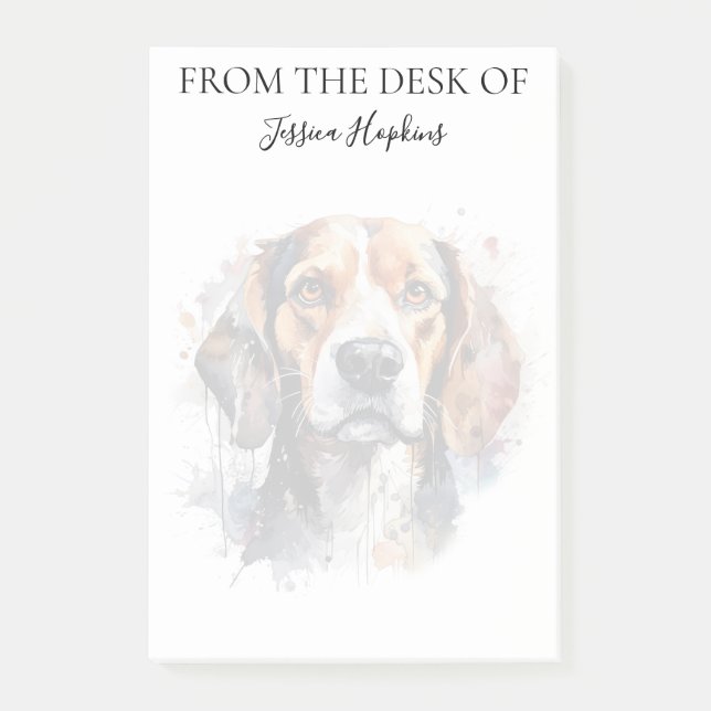 Bloco De Notas Amante de Beagle Cachorro Monogramado (Frente)