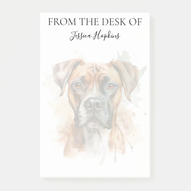 Bloco De Notas Amante de Boxer Cachorro Monogramado (Frente)