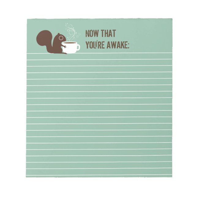 Bloco De Notas Amante de Café Esquilo com Texto Personalizável (Frente)