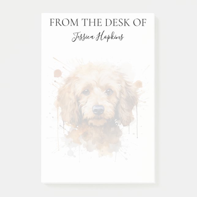 Bloco De Notas Amante de Poodle Cachorro Monogramado (Frente)
