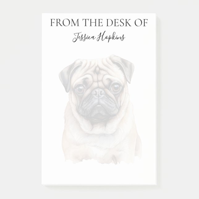 Bloco De Notas Amante de Pug Cachorro Monogramado (Frente)
