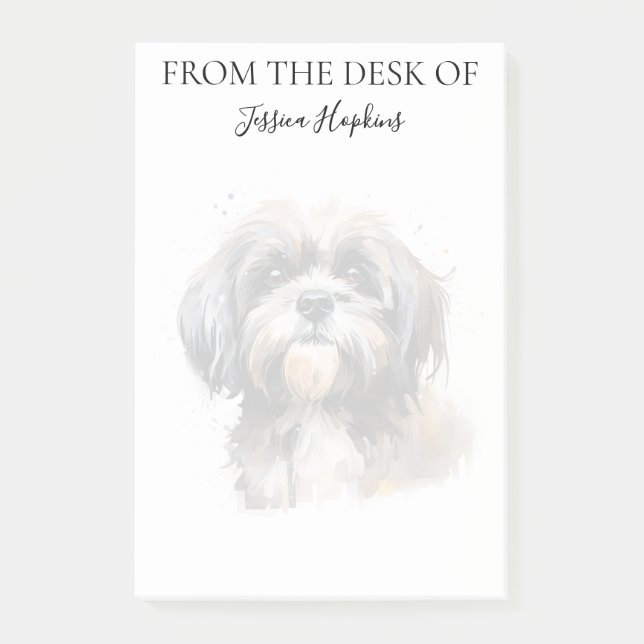 Bloco De Notas Amante de Shih Tzu Cachorro Monogramado (Frente)
