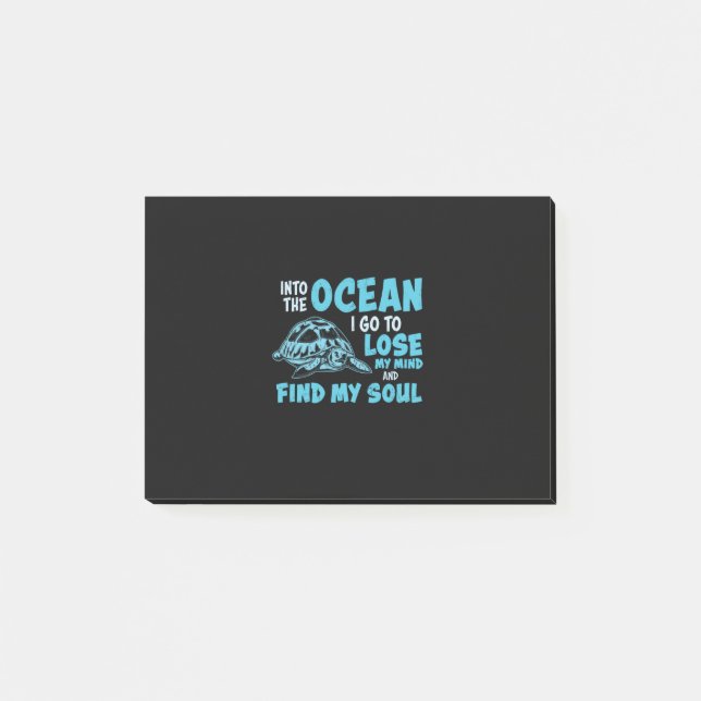 Bloco De Notas Amante de Tartarugas | Para o Oceano (Frente)