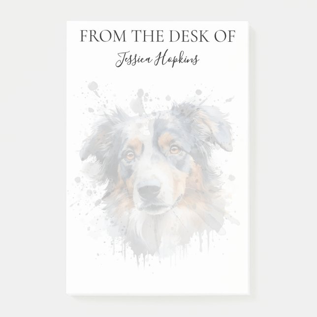 Bloco De Notas Amante do Australian Shepherd Monogramado Cachorro (Frente)