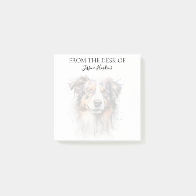 Bloco De Notas Amante do Australian Shepherd Monogramado Cachorro (Frente)