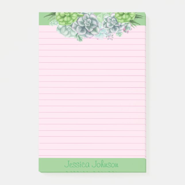 Bloco De Notas Amantes de Suculentas Lindas Personalizadas (Frente)