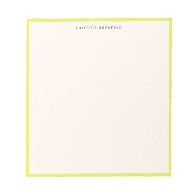 Bloco de Notas Amarelo Chartreuse Fofo com Nome Pe (Frente)