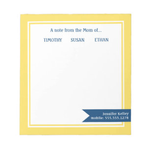Bloco De Notas Amarelo com o quadro "Da Mãe de", Personalizado