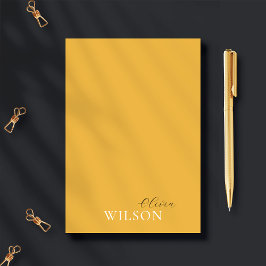 Bloco De Notas Amarelo de mostarda de mostarda com script minimal