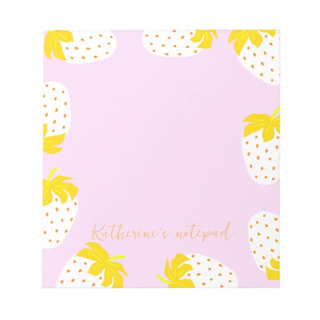 Bloco De Notas Amarelo rosa de morango (Frente)