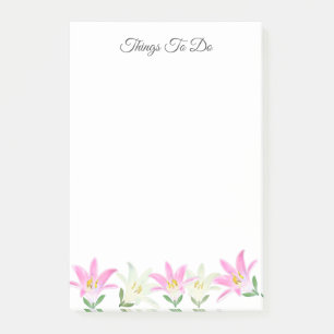 Bloco De Notas Amaryllis rosa e branco sobre coisas brancas a faz