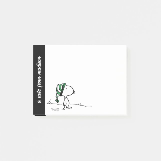 Bloco De Notas Amendoins | Boné de Neve Verde Snoopy (Frente)