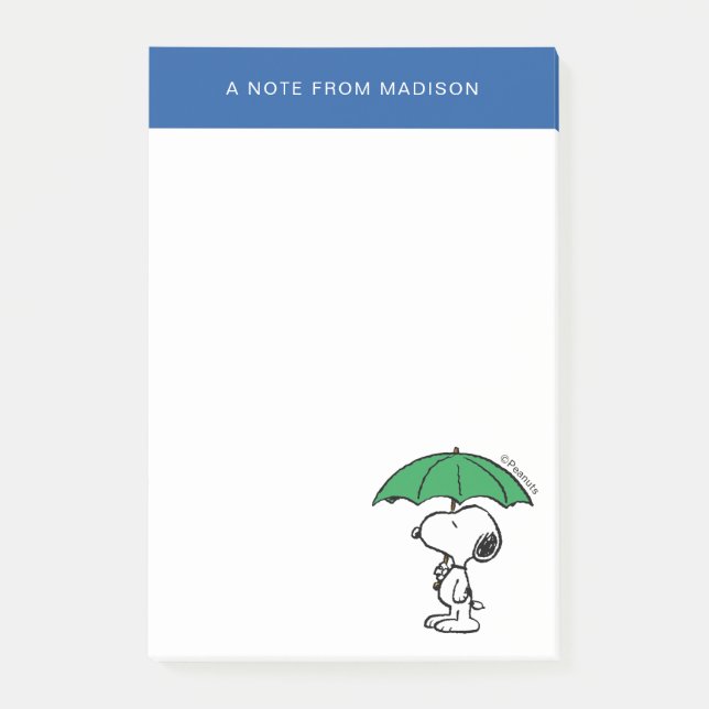 Bloco De Notas Amendoins | Snoopy Green Umbrella (Frente)