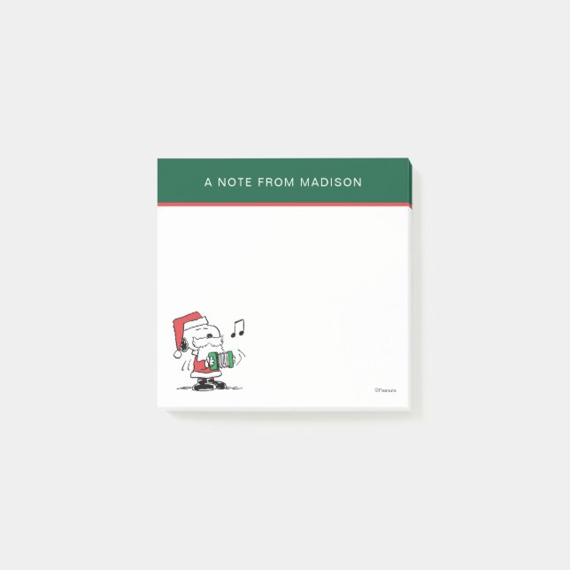 Bloco De Notas Amendoins | Snoopy Santa Claus Accordian (Frente)