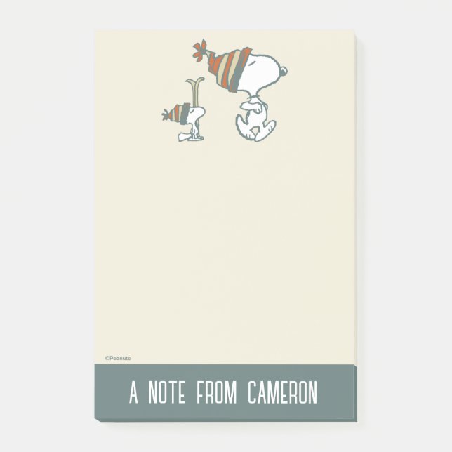 Bloco De Notas Amendoins | Triagem de Esqui de Snoopy & Woodstock (Frente)