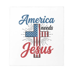Bloco De Notas America Precisa de Jesus Camisa Patriótica da Cruz