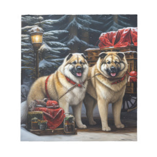 Bloco De Notas American Akita Snowy Sleigh Passear Decência de Na