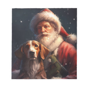 Bloco De Notas American English Foxhound Santa Claus Natal